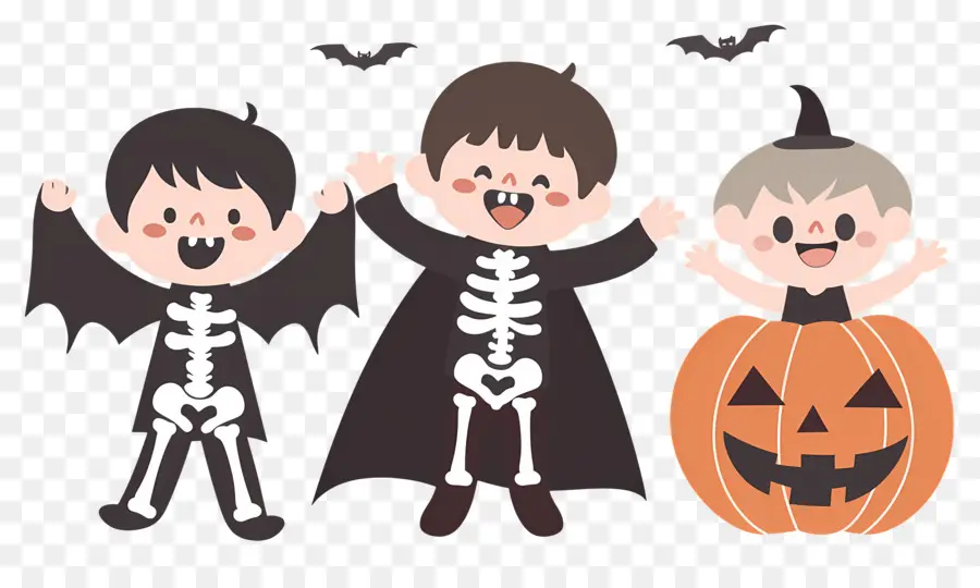 Niños De Halloween，Esqueleto PNG