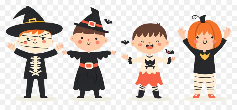 Niños De Halloween，Niños Con Disfraces De Halloween PNG