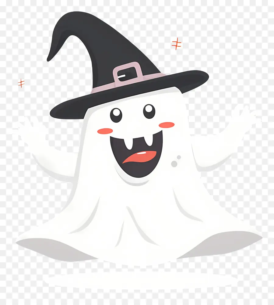 Fantasma De Dibujos Animados，Fantasma Con Sombrero De Bruja PNG