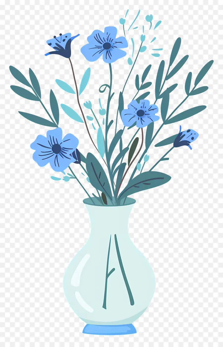 Flores En Florero，Flores Azules En Florero PNG