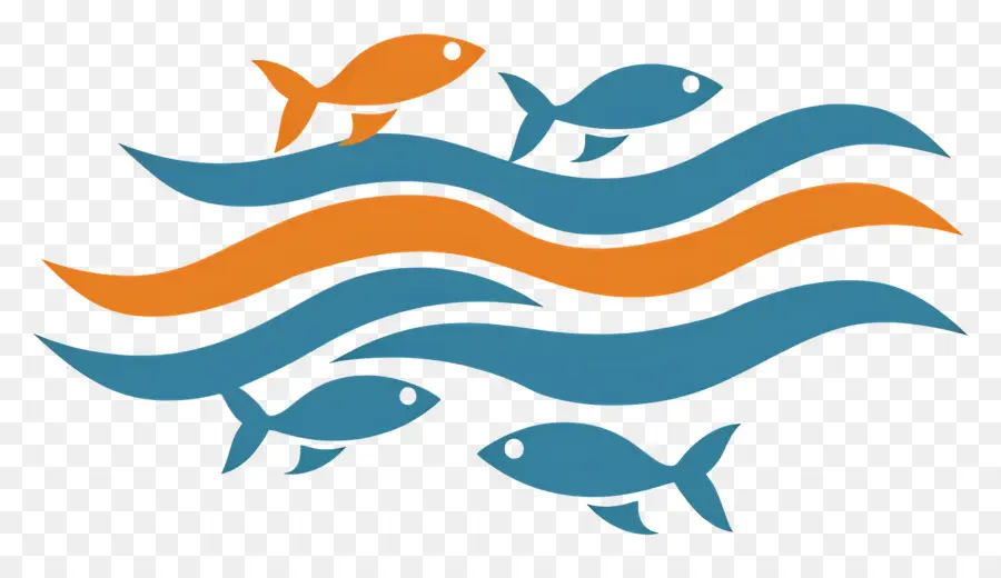 Grupo De Peces，Peces Y Olas PNG