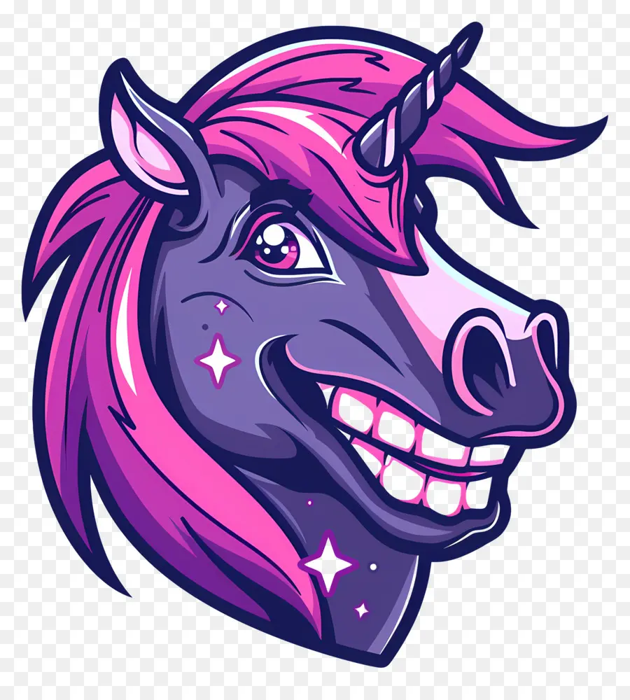 Cabeza De Unicornio，Unicornio Morado PNG