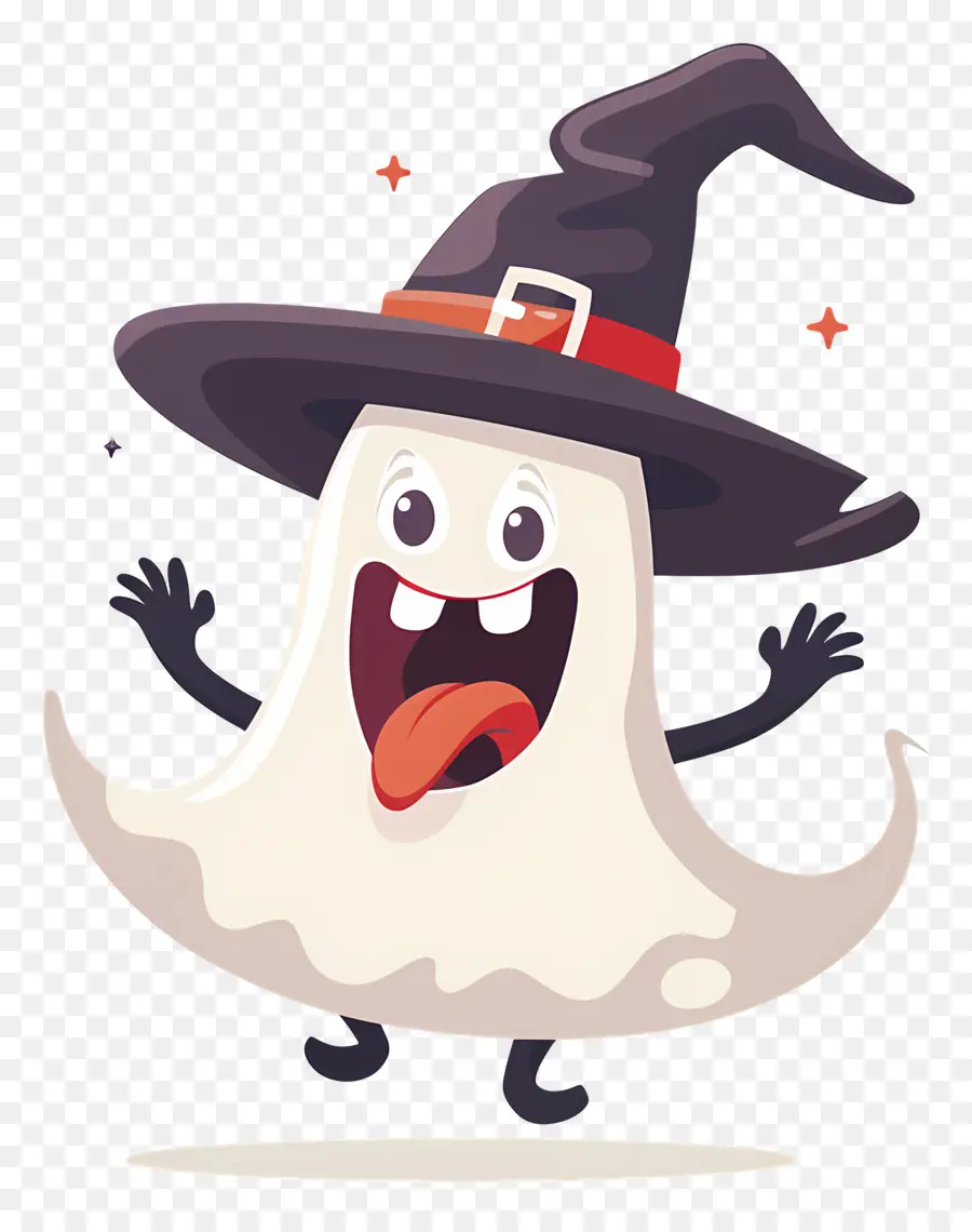 Fantasma De Dibujos Animados，Fantasma Con Sombrero De Bruja PNG