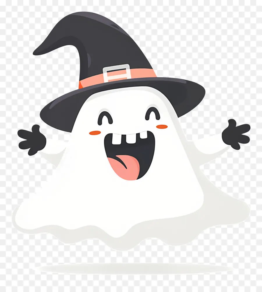 Fantasma De Dibujos Animados，Fantasma Con Sombrero De Bruja PNG