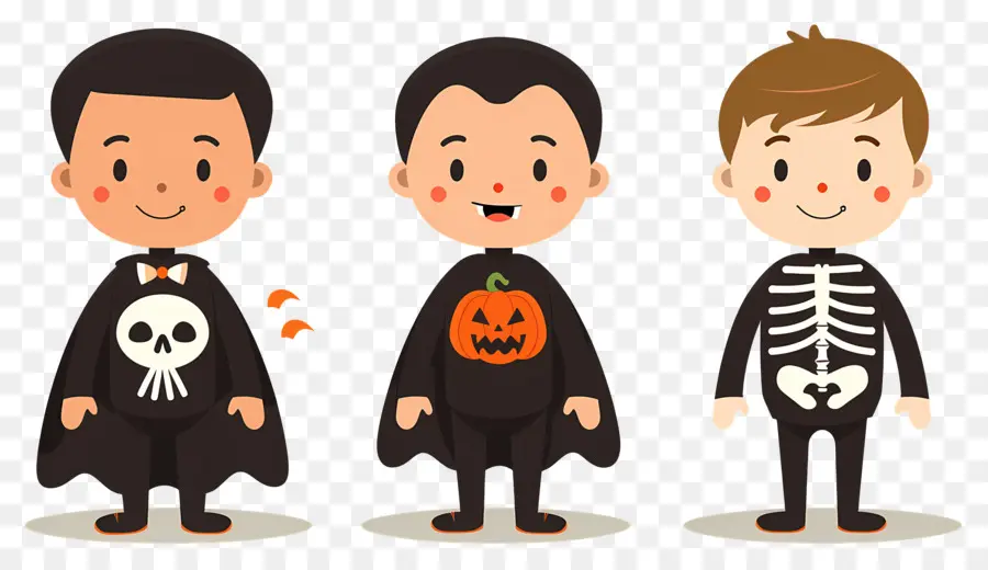 Niños De Halloween，Niños Disfrazados De Esqueletos PNG