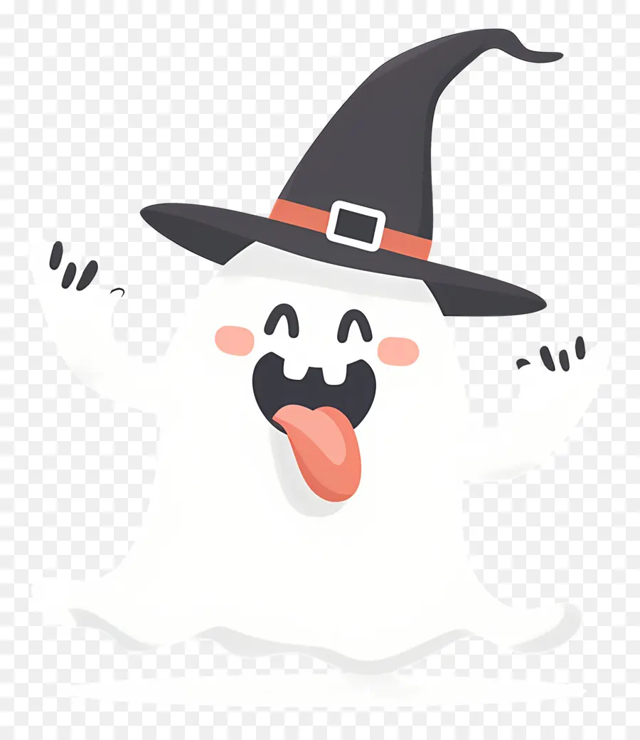 Fantasma De Dibujos Animados，Fantasma Con Sombrero De Bruja PNG