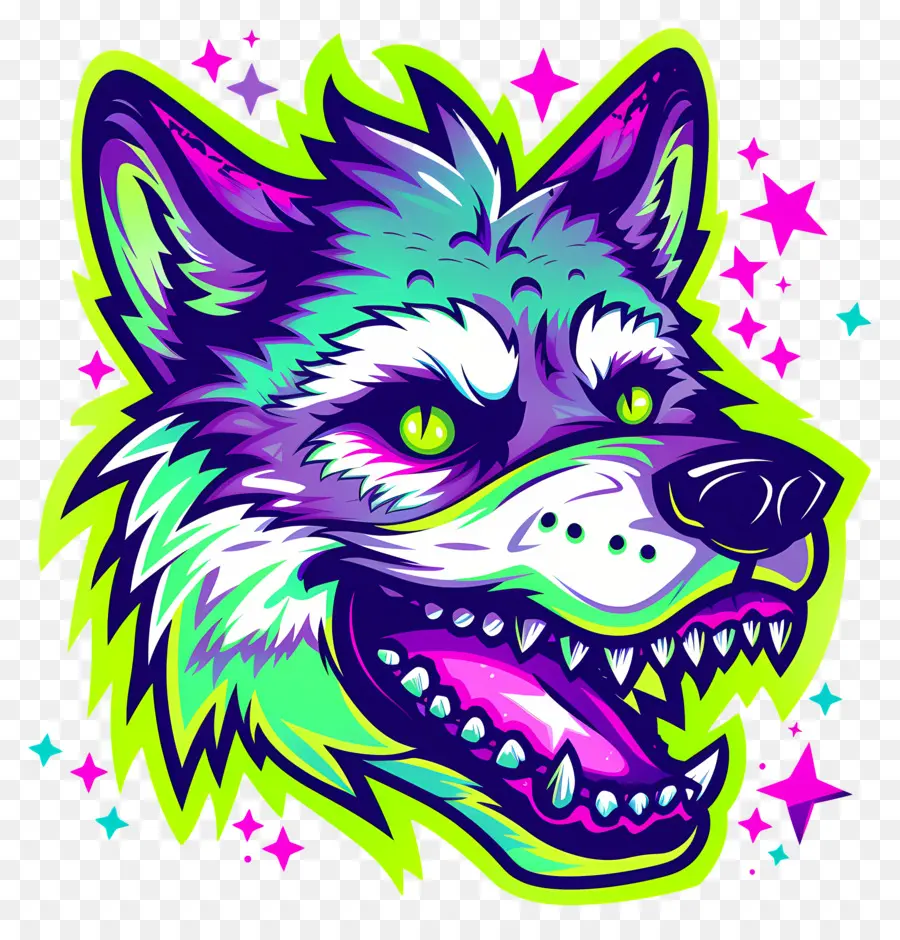 Cabeza De Lobo，Perro De Dibujos Animados Coloridos PNG