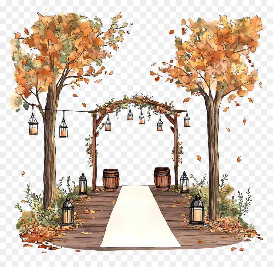 Boda De Otoño Al Aire Libre，Arco De Boda De Otoño PNG