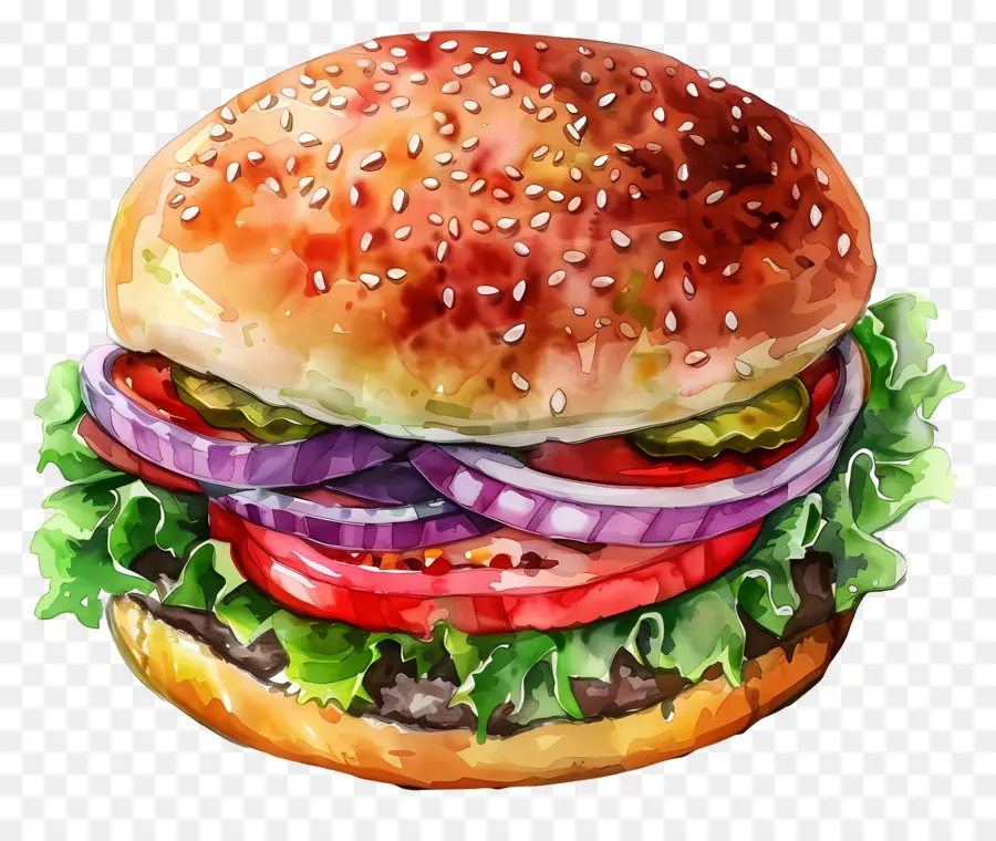 Hamburguesa De Acuarela，Hamburguesa PNG