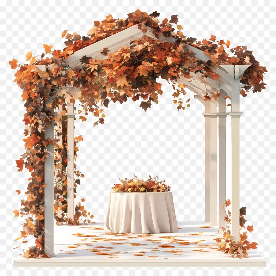 Boda De Otoño Al Aire Libre，Arco De Otoño Con Mesa PNG