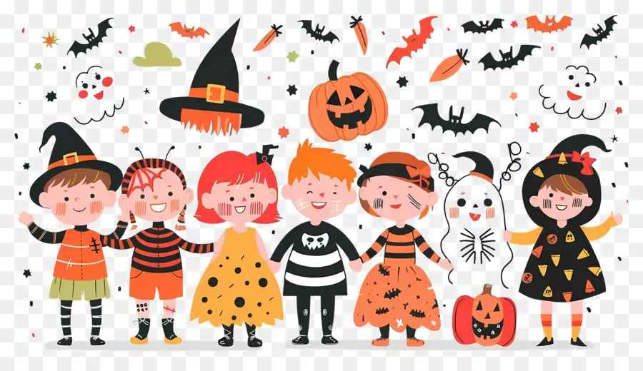 Niños De Halloween，Niños Con Disfraces De Halloween PNG