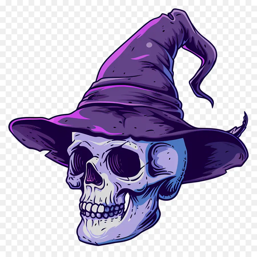 Gorra De Halloween，Calavera Con Sombrero De Bruja PNG