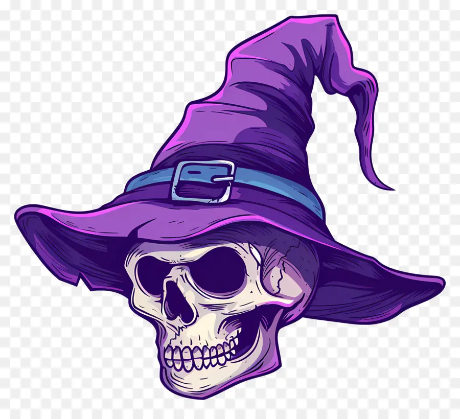 Gorra De Halloween，Calavera Con Sombrero De Bruja PNG