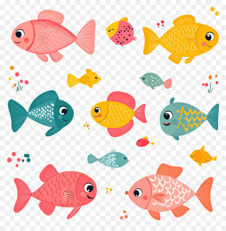 Dibujos Animados De Peces，Peces Coloridos PNG