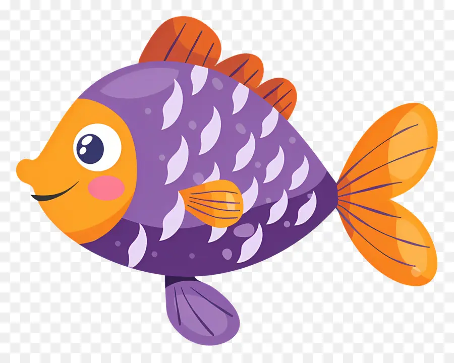 Dibujos Animados De Peces，Pez Morado PNG