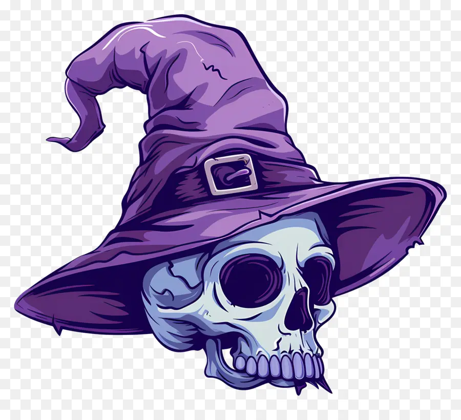 Gorra De Halloween，Calavera Con Sombrero De Bruja PNG