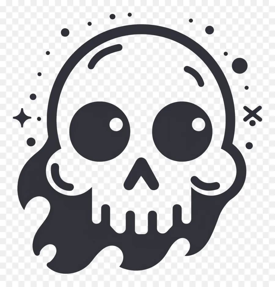 Fantasma De Dibujos Animados，Calavera Con Llama PNG