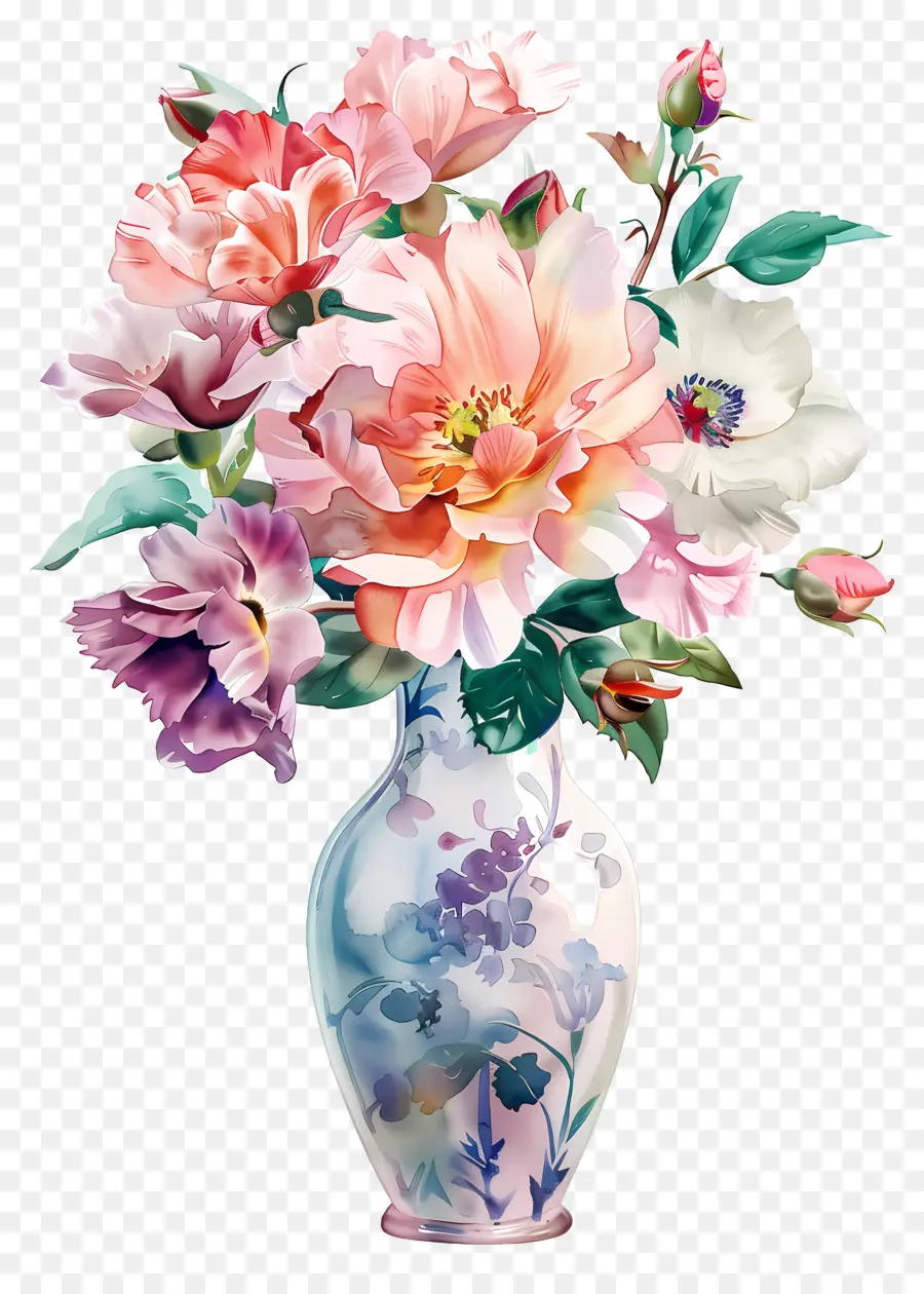 Flores En Florero，Florero PNG