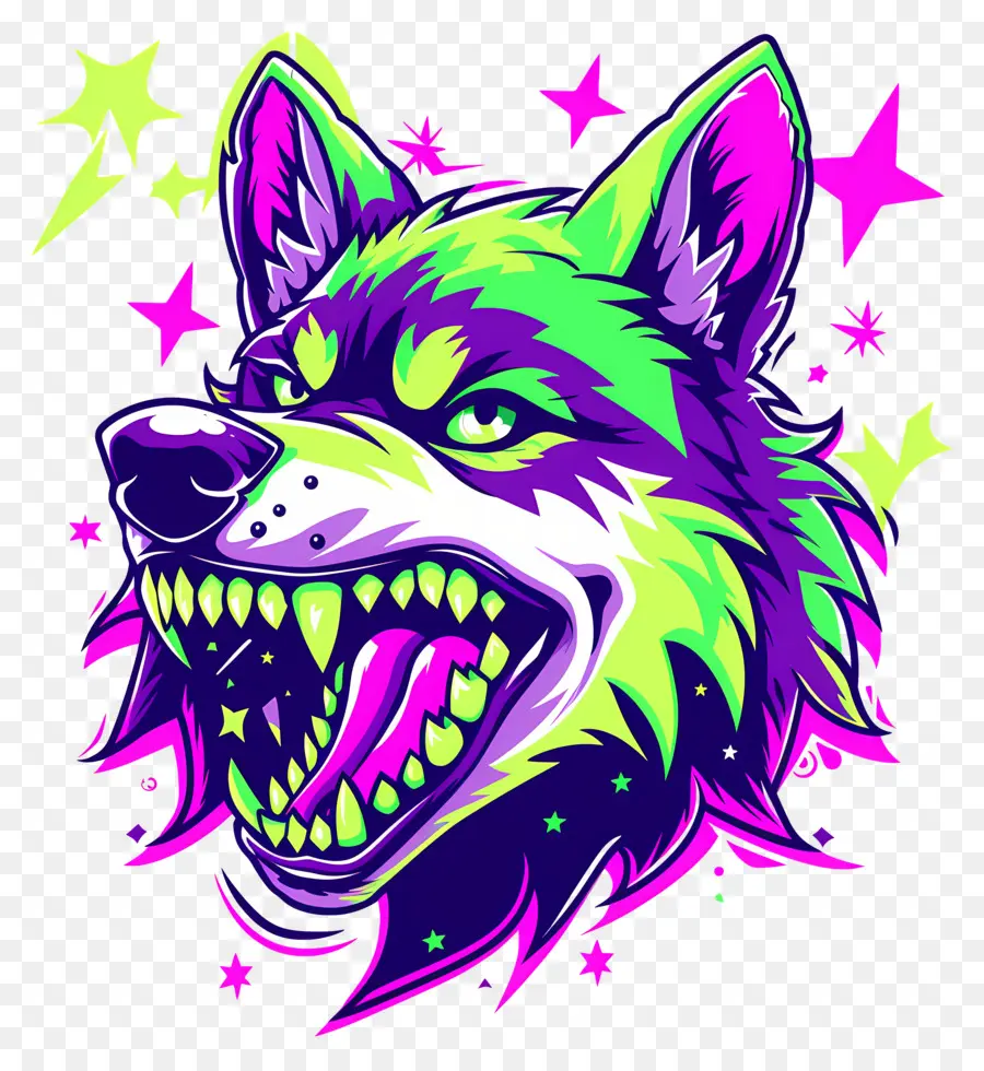 Cabeza De Lobo，Perro De Dibujos Animados Coloridos PNG