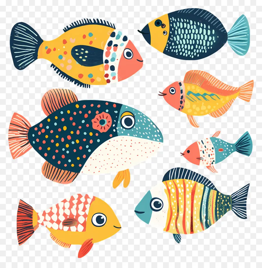 Dibujos Animados De Peces，Peces Coloridos PNG