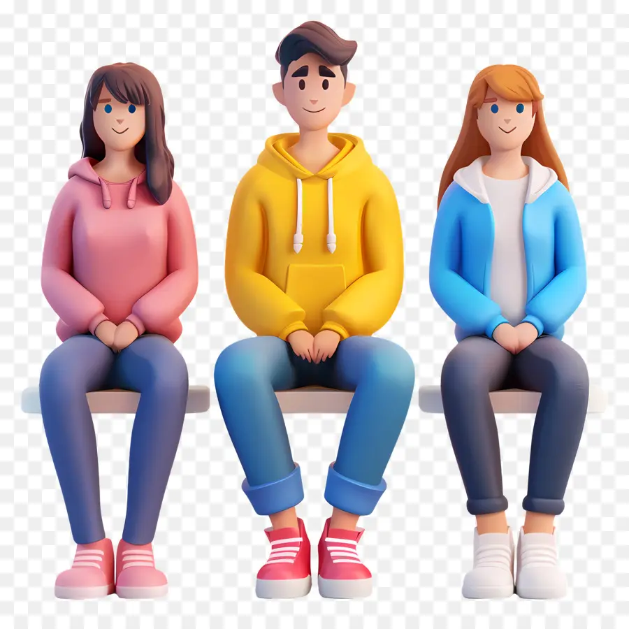 Gente Sentada，Tres Personas Sentadas PNG