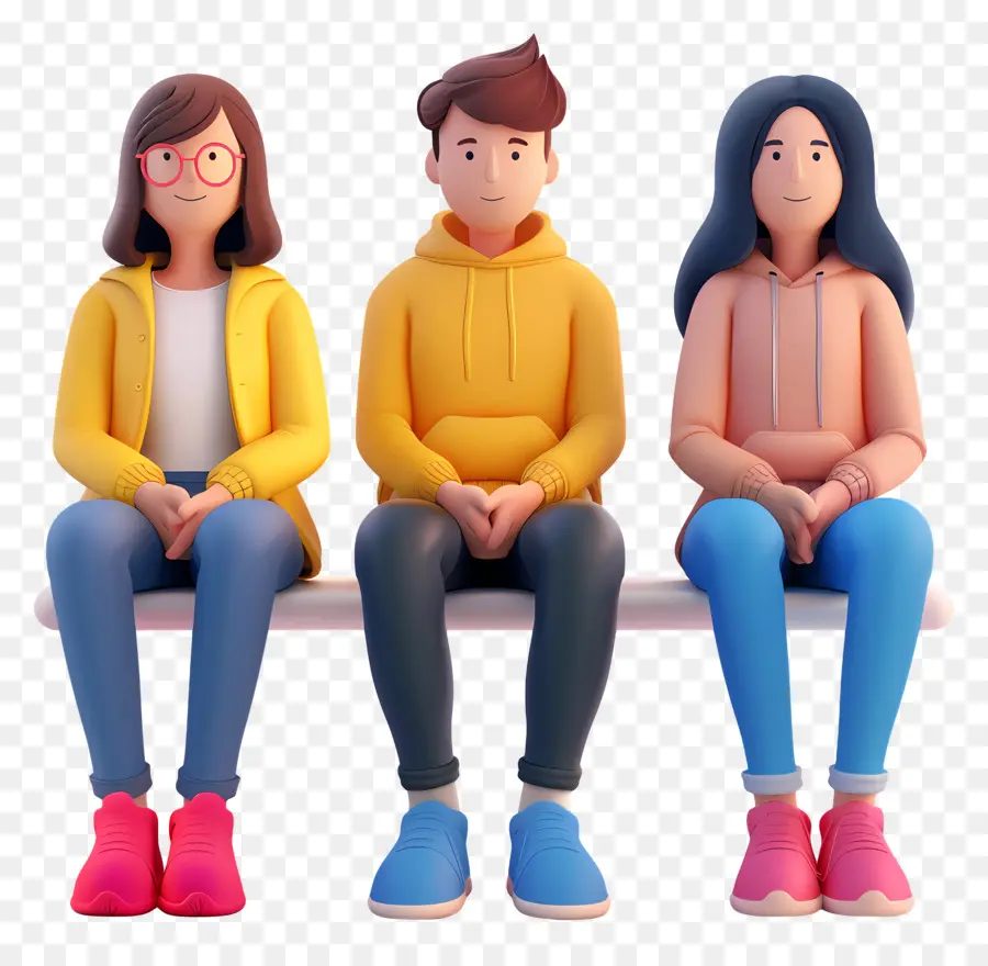 Gente Sentada，Tres Personas Sentadas PNG