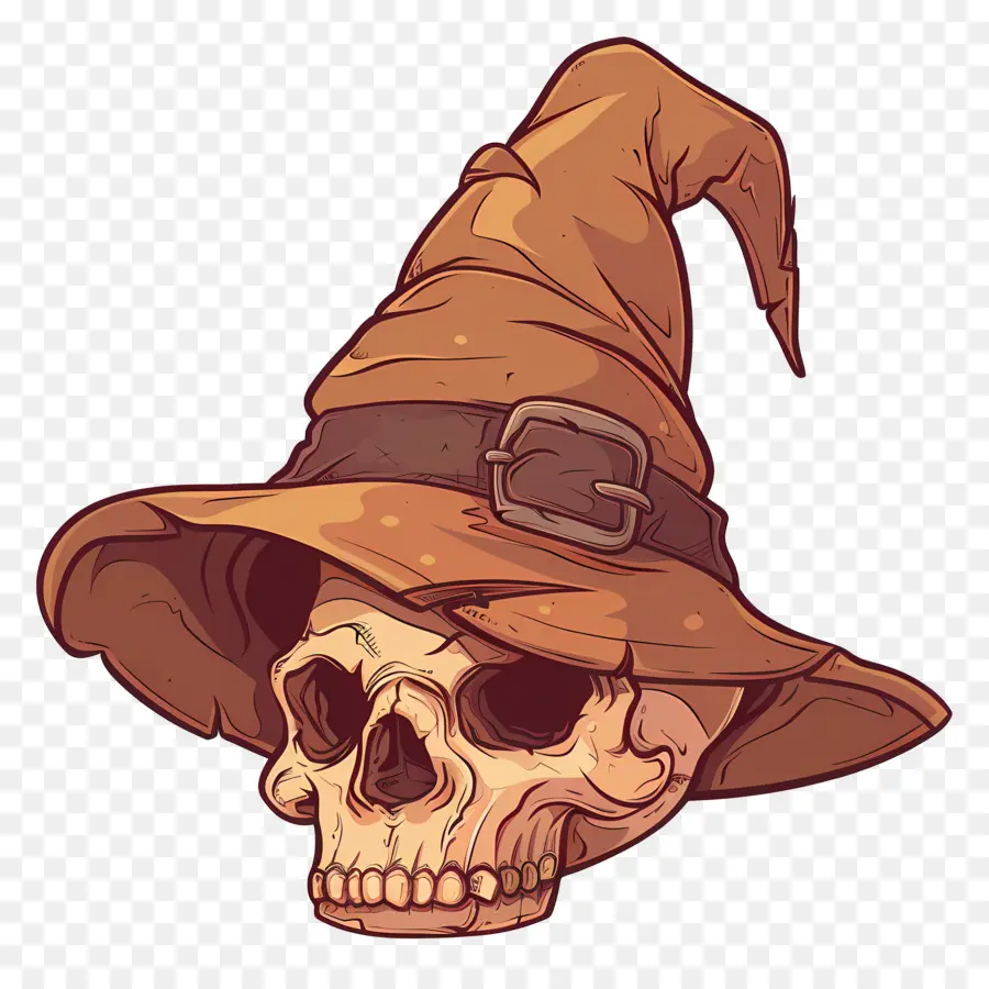 Gorra De Halloween，Calavera Con Sombrero De Bruja PNG