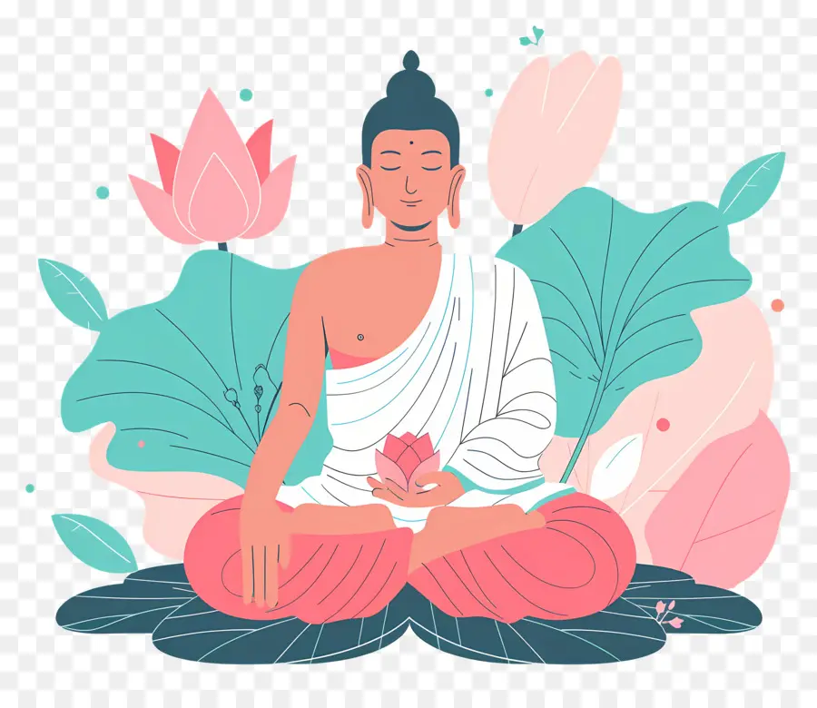 Feliz Vesak，Monje Meditando PNG