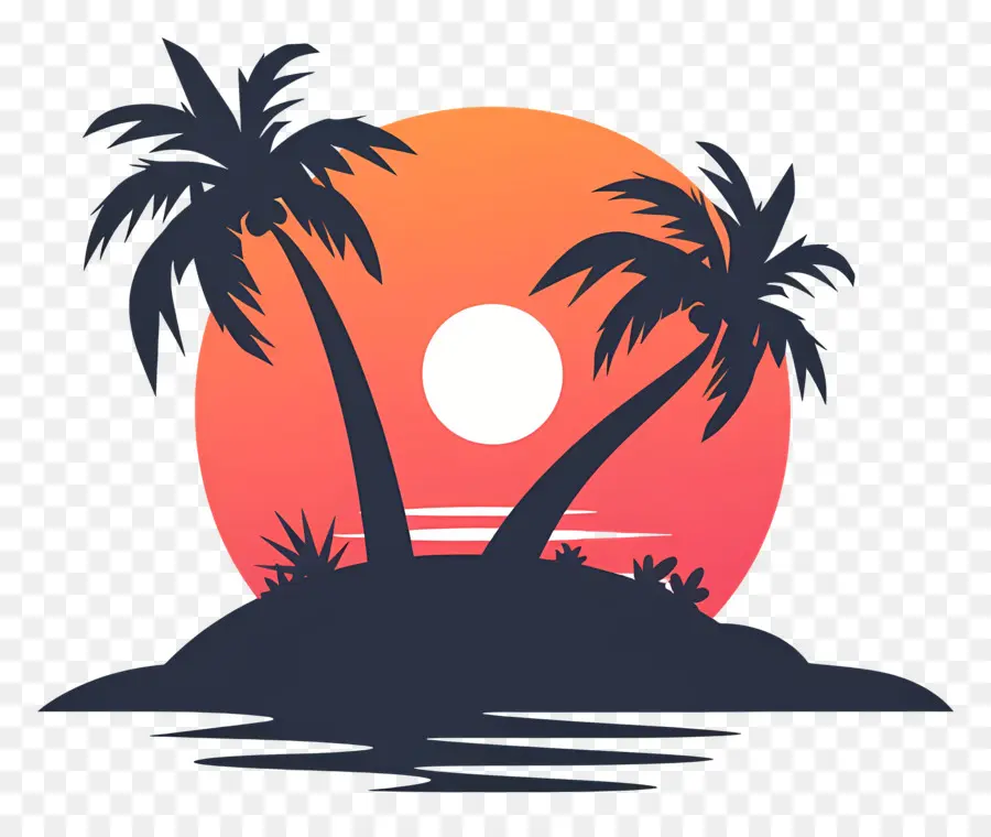 Logotipo De Playa，Puesta De Sol En La Playa PNG