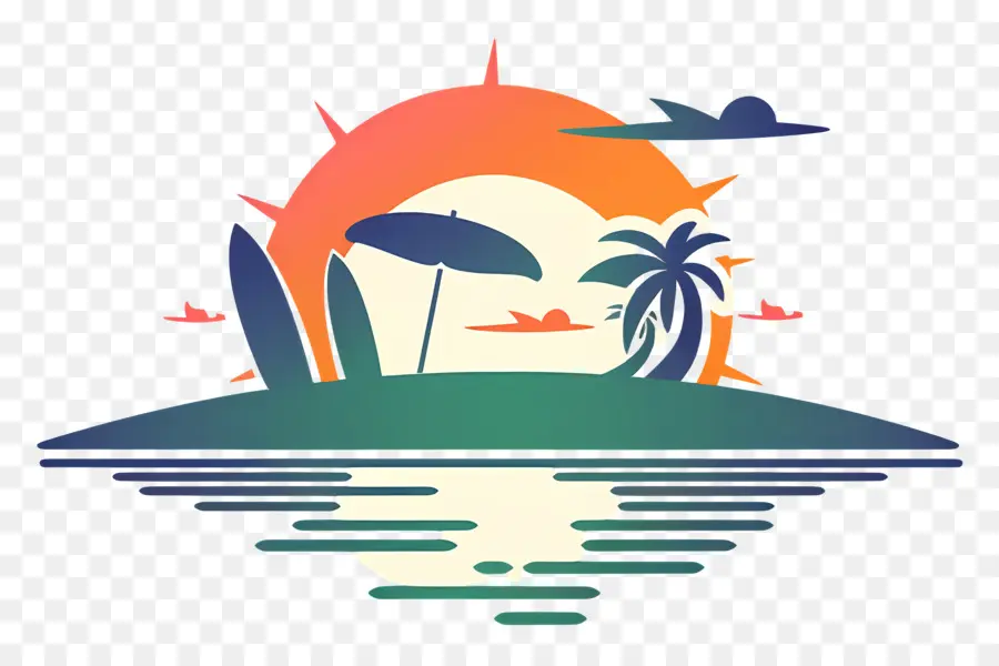 Logotipo De La Playa，Escena De Playa PNG