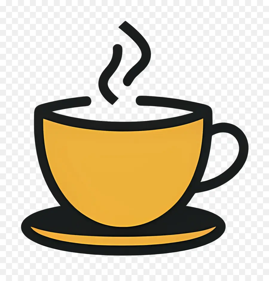 Logotipo De Café，Taza Amarilla PNG