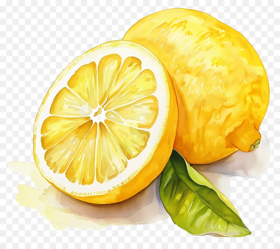 Limón Acuarela，Rodaja De Limon PNG