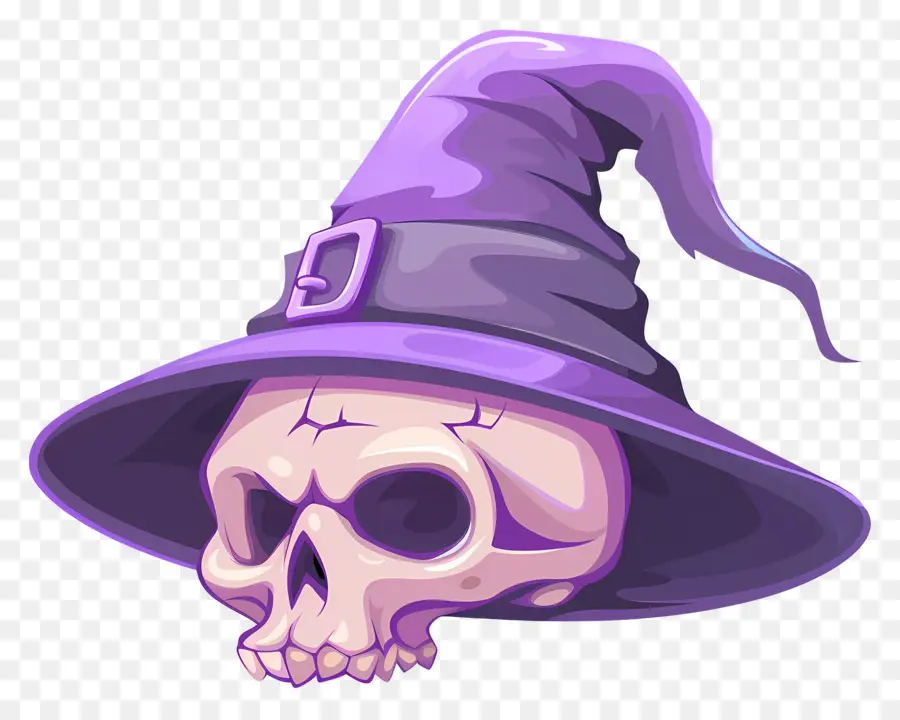 Gorra De Halloween，Calavera Con Sombrero De Bruja PNG