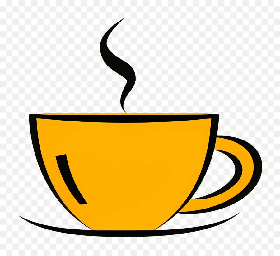 Logotipo De Café，Taza Amarilla PNG