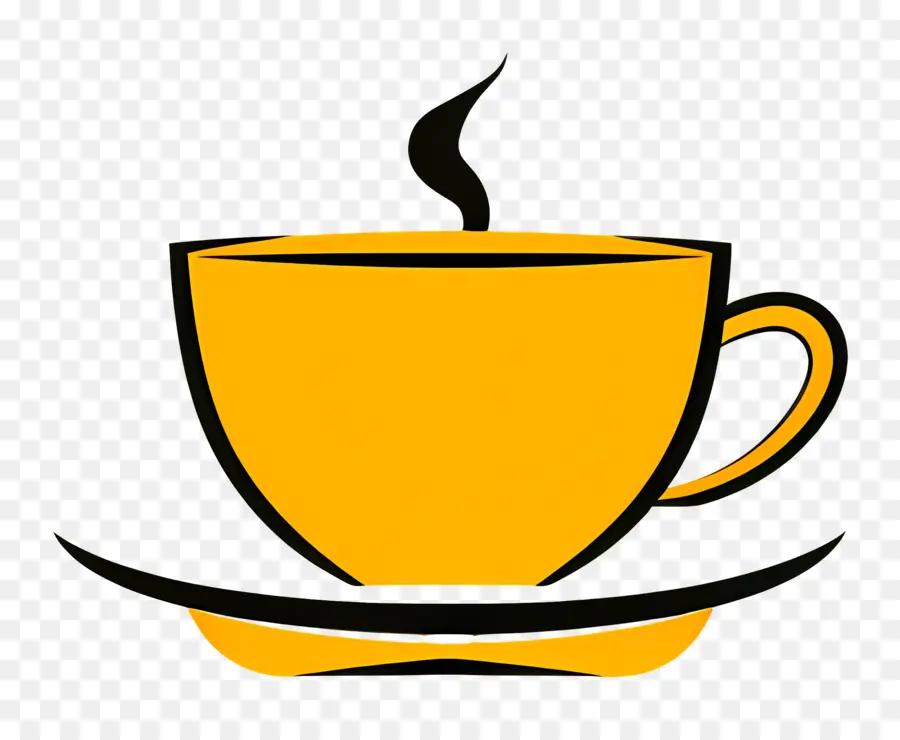 Logotipo De Café，Taza Amarilla PNG