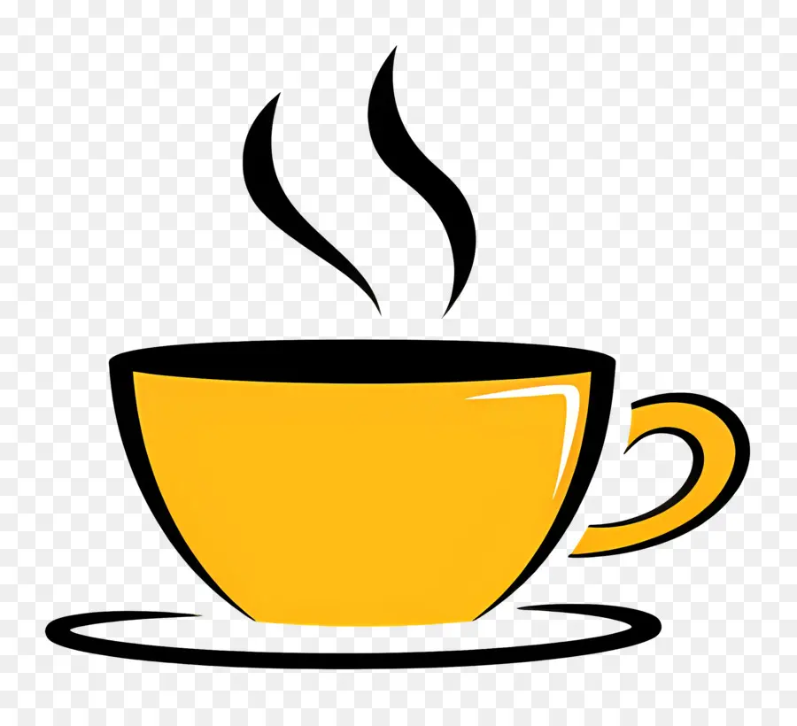 Logotipo De Café，Taza Amarilla PNG