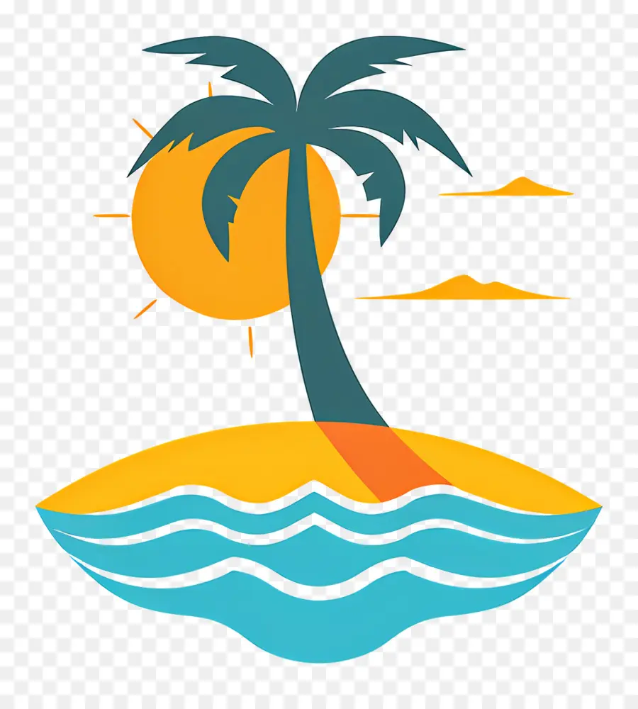 Logotipo De La Playa，Isla Con Palmera PNG