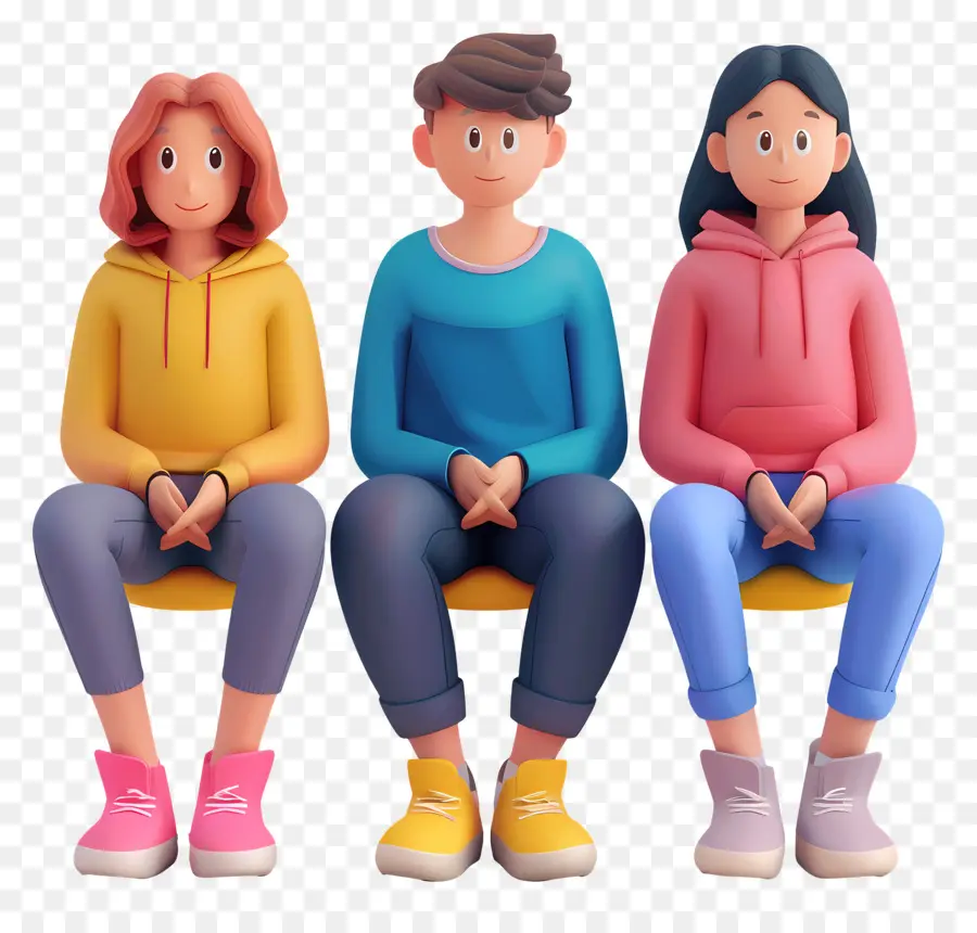 Gente Sentada，Tres Personas Sentadas PNG