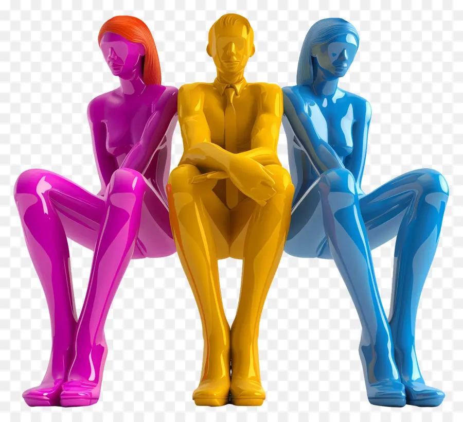 Gente Sentada，Estatuas Coloridas PNG