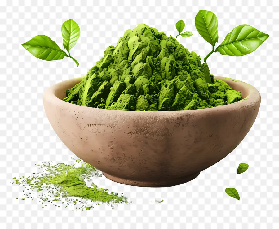 Polvo De Matcha，Polvo Verde En Un Tazón PNG