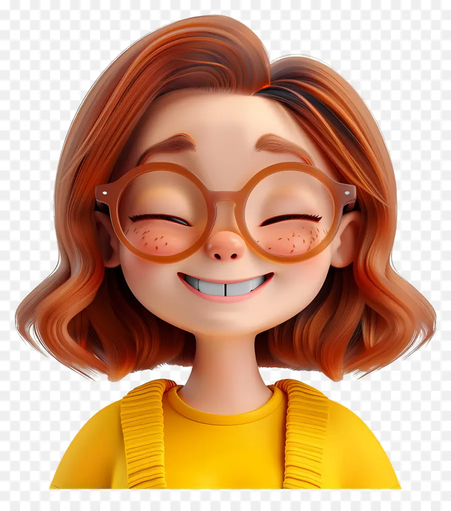 Gente Feliz，Chica Sonriente Con Gafas PNG