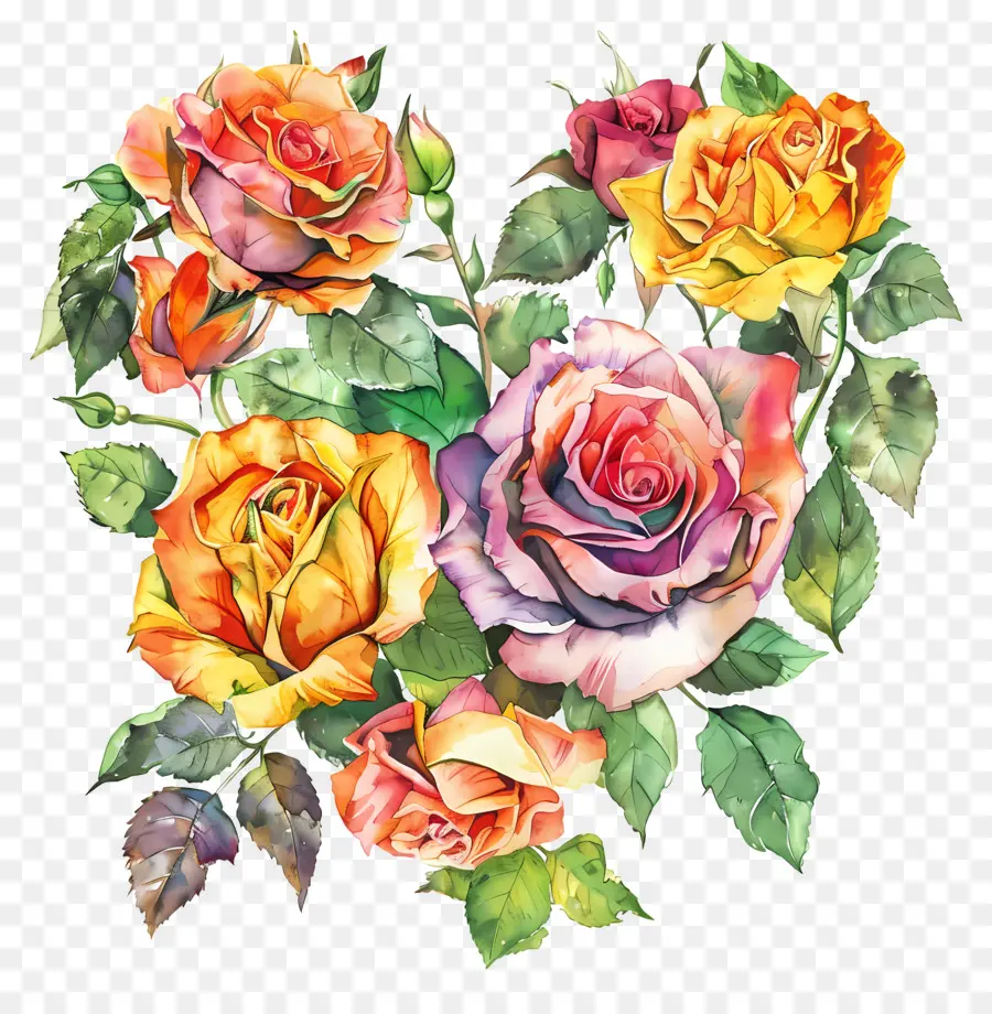 Flor Del Corazón，Rosas PNG