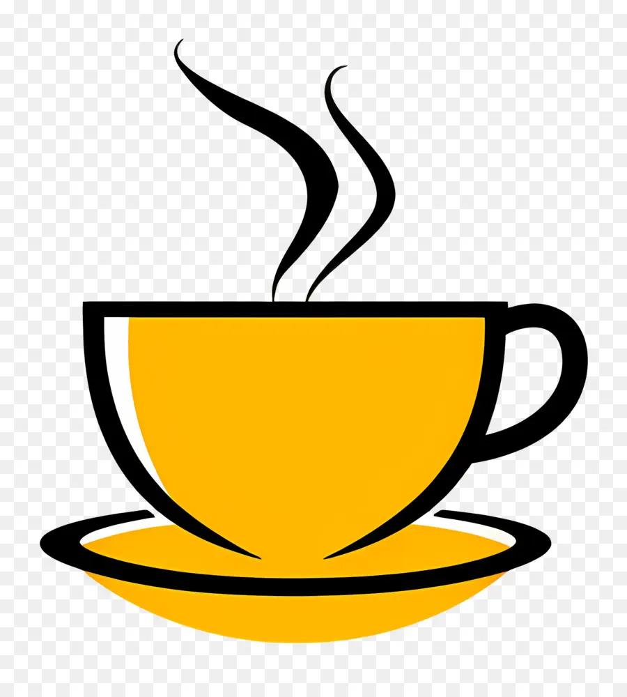 Logotipo De Café，Taza Amarilla PNG