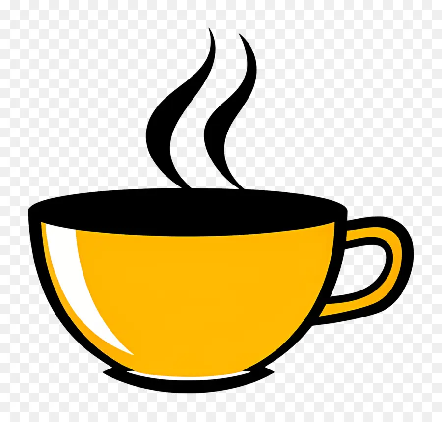 Logotipo De Café，Taza Amarilla PNG