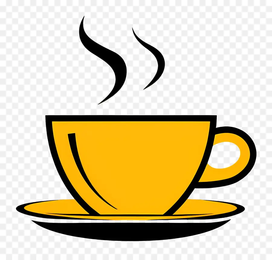 Logotipo De Café，Taza Amarilla PNG