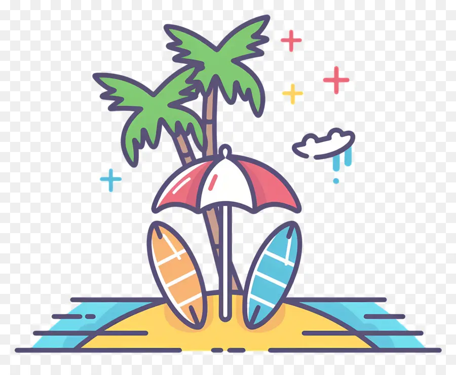 Logotipo De Playa，Playa Con Tablas De Surf PNG