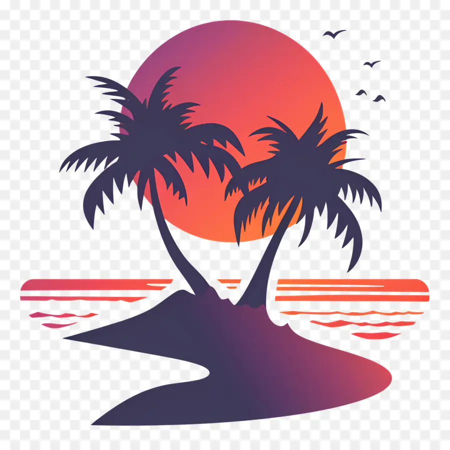 Logotipo De La Playa，Palmeras PNG