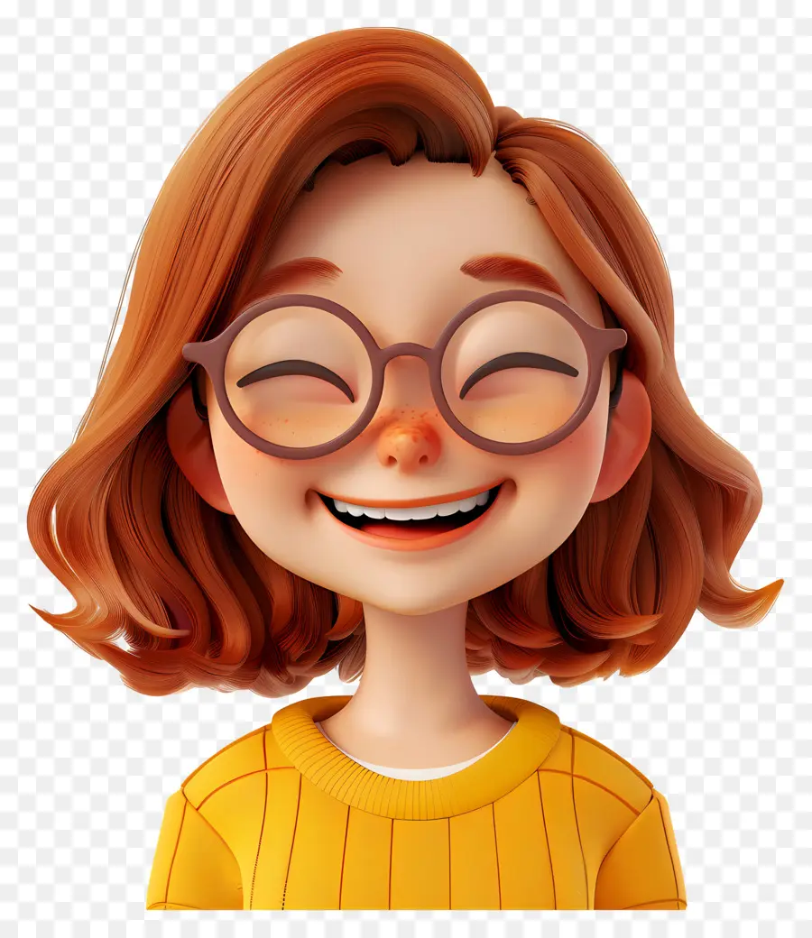 Gente Feliz，Chica Sonriente Con Gafas PNG