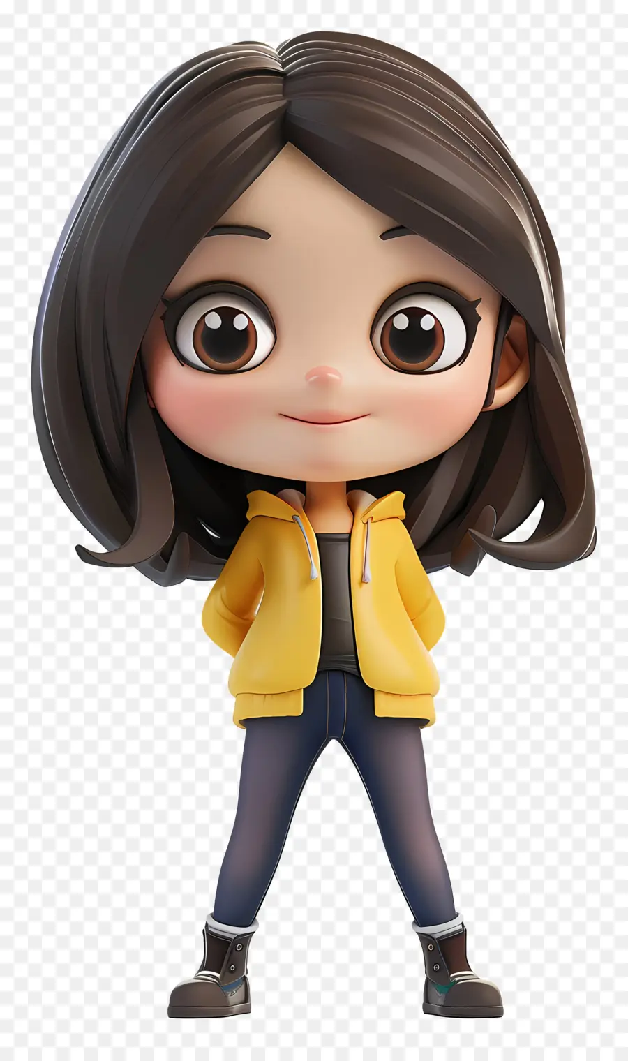 Chica Chibi，Chica Con Chaqueta Amarilla PNG