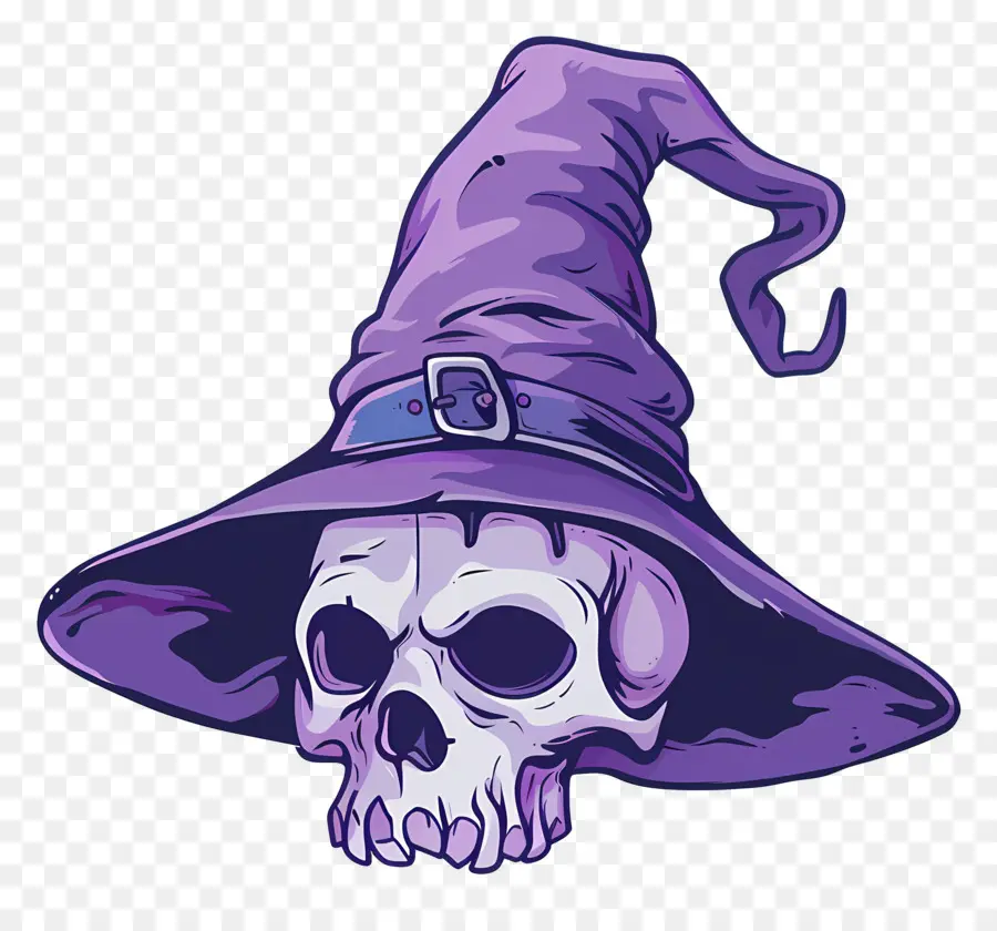 Gorra De Halloween，Calavera Con Sombrero De Bruja PNG